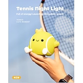 billige Dekorative lys-Tennis nattlampe i silikon med kran, myk LED-nattlampe med berøringskontroll, 2 dimbare nivåer, øyevennlig glød, oppladbar nattlampe til barnerom, søt gave til tenniselskere