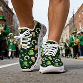 tanie Męskie buty-Męskie trampki sportowe Green Clover na Dzień Świętego Patryka – oddychające i wygodne buty do biegania na paradę irlandzką, spacery na świeżym powietrzu, imprezy świąteczne i do codziennego użytku