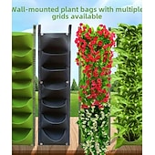 abordables sacs de culture de plantes-Ensemble de 2 sacs de culture suspendus verticaux à 7 poches, pour plantes, à fixer au mur à l'intérieur ou à l'extérieur. Style classique et léger, idéal pour un balcon, un jardin ou une décoration
