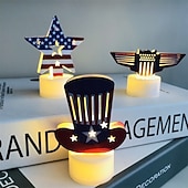  3-teiliges Set mit Kerzenlaternen, fünfzackigen Sternen, Flugzeug-Lichterketten und Dekorationen zum 250. Jahrestag der Unabhängigkeit der Vereinigten Staaten für Tischdekorationen zum