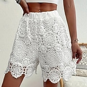 economico Pantaloncini corti-Per donna Shorts Pantaloncini Estivi Shorts da Spiaggia Vacanza Moda Casual Quotidiano Corto Misura del girovita medio Pizzo Elastico in vita Comodità Morbido Traspirante Inelastico Abbigliamento