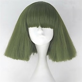 economico Parrucche da festa-parrucca sintetica lady gaga parrucca bob dritta corta castano scuro grigio argento biondo scuro rosa verde capelli sintetici 12 pollici da donna comode e soffici parrucche di carnevale rosso rosa