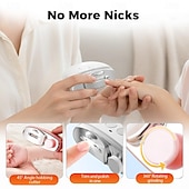 Недорогие Личный уход и здоровье-Электрические кусачки для ногтей 2-в-1, модернизированные электрические кусачки для ногтей со светодиодной подсветкой, электрическая пилка для ногтей с 3 регулируемыми скоростями для шлифовки и