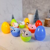 cheap Easter Eggs-16 Pcs Easter Basket Stuffers Mini Plush Bunnies in Egg Shells, Assorted Pom Pom Rabbits for Easter Egg Hunt, Kids Party Favors, Classroom Rewards, Goodie Bag Fillers, Spring Gift Decor