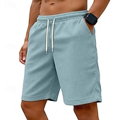 economico Pantaloncini casual-Per uomo Shorts Pantaloncini casual Pantaloncini di velluto a coste Tasca Elastico in vita Semplice Comodità Traspirante Sopra il ginocchio Casuale All'aperto Spiaggia Vacanza Moda Nero Bianco