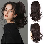baratos Rabos-de-Cavalo-Aplique de rabo de cavalo feminino - extensão de rabo de cavalo cacheado de 35 cm, extensões de cabelo com rabo de cavalo ondulado, aplique de cabelo sintético, apliques de cabelo natural para