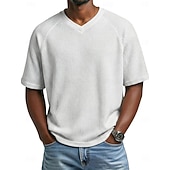 Χαμηλού Κόστους Πλεκτό μπλουζάκι με βάφλα-Άντρες Βάφλα μπλουζάκι Μπλουζάκι μπλουζάκι Κοντομάνικο Λαιμόκοψη V Καλοκαίρι Συμπαγές Χρώμα Μοντέρνα Υψηλής Ποιότητας Καθημερινό Μανίκια Ρεγκλάν Causal Καθημερινά ΕΞΩΤΕΡΙΚΟΥ ΧΩΡΟΥ