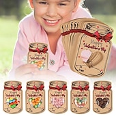 levne Valentýna-Balení 60 valentýnských přáníček pro děti, valentýnské přáníčky ze zavařovací sklenice s taštičkami na pamlsky, zábavné valentýnky do třídy pro chlapce &amp;dívčí školní oslavy (sladkosti nejsou součástí)