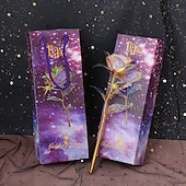 baratos Dia dos Namorados-Rosa de cristal, presente premium para o Dia dos Namorados, rosa artesanal com pétalas de cristal para um presente romântico.