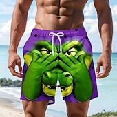  Homens Desenho Animado Crocodilo Cobrir os olhos Calção Justo de Natação Shorts de Natação Bermuda de Surf Cintura Média Havaiana Engraçado férias na praia Bolsos laterais Forro de malha Cintura