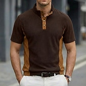 economico Maglietta casual Henley-Per uomo Camicia di Velluto a Coste Maglia Henley Maglietta Manica Corta Tinta unica Semplice Testurizzato Moda Designer Casual Bottoni Collo alla coreana Henley Casuale Quotidiano All'aperto Estate