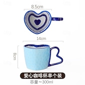 voordelige Mokken &amp; Bekers-Hartvormige koffiemok van 295 ml – schattige keramische mok met hartje als accent, perfect voor Valentijnsdag, bruiloften, jubilea, romantische cadeaus, koffie, thee, warme chocolademelk, en als