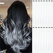 voordelige Clip-in-extensies-16 gekleurde clip-in haarextensies (22 steil, 8 blauw, 8 turquoise) voor dames, synthetische haaraccessoires