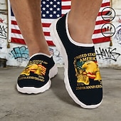 levne Pánské boty-Hlavní město USA 250. výročí Pánské patriotické grafické tenisky - lehké prodyšné slip-on volnočasové boty chůze s potiskem americké vlajky pro průvody cestování streetwear a každodenní použití