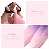 baratos Rabos-de-Cavalo-2 mechas de cabelo colorido, 66 cm (26 polegadas), para crianças e mulheres, aplique de rabo de cavalo liso e macio com elástico.