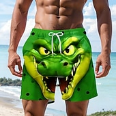  Homens Desenho Animado Crocodilo Engraçado Calção Justo de Natação Shorts de Natação Bermuda de Surf Cintura Média Havaiana férias na praia Bolsos laterais Forro de malha Cintura elástica com cordão