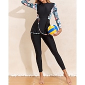 economico Rash Guards Interi-Per donna Standard Top sottomuta Tankini e bikini da surf Costumi da bagno Tropicale Con zip Protezione UV Elastico Manica Lunga Costume da Bagno Surf Immersione Nuoto Estate