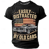  Vatertagsgeschenk für Oldtimer-Fans: Klassisches Muscle-Car, Vintage-T-Shirt mit US-Flagge, grün, Größen S, M, L, XL, XXL, XXXL