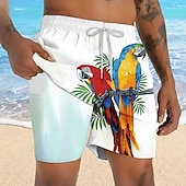  Per uomo Uccello Pappagallo Colore sfumato Pantaloncini foderati Pantaloncini da bagno 2 in 1 Pantaloncini da mare Misura del girovita medio Hawaiano Ferie Tasche Laterali Con Fodera a Compressione