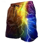 ieftine Imprimare geometrică-Bărbați Fulger Culoare gradient Strălucire neon Boxeri înot Pantaloni Scurți de Înot Pantaloni Scurti Talie medie Casual În aer liber Vacanță Zilnice Buzunare laterale Căptușeală din plasă Talie