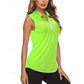 cheap Women's Shirt-Women's Solid Colored Sport Shirt Golf Polo Shirt Tennis Shirt Sleeveless Zipper High Elasticity Moisture Wicking Breathable Tennis Golf Pickleball Turndown Zip Collar Shirt Top Sky Blue Purple Green