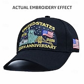  Gorra de béisbol bordada conmemorativa del 250 aniversario de Estados Unidos, Estatua de la Libertad &Banderas estadounidenses, gorra conmemorativa del Día de la Independencia