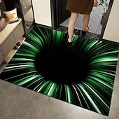 cheap Doormats-3D Optical Illusion Doormat Green Vortex Tunnel Design 2D Flat Print Stunning Modern Entryway Accent Rug