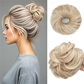 halpa Nutturat-1 kpl pieni söpö sotkuinen nuttura hiuslisäke ohuille hiuksille naisille mini synteettinen kihara nuttura hiuslenkit keskiharmaa