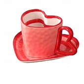 voordelige Mokken &amp; Bekers-Hartvormige koffiemok van 295 ml – schattige keramische mok met hartje als accent, perfect voor Valentijnsdag, bruiloften, jubilea, romantische cadeaus, koffie, thee, warme chocolademelk, en als