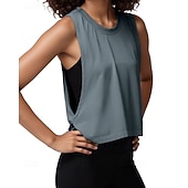 Χαμηλού Κόστους T-shirts και αμάνικα μπλουζάκια για τρέξιμο-Γυναικεία Μονόχρωμο Κορυφή γραμμής Γιλέκα τρεξίματος Φόρμα Καλοκαίρι Άνοιξη Κουρελού Αμάνικο Αναπνέει Γυμναστήριο Τρέξιμο Γιόγκα Μαύρο Ιβουάρ Ανθισμένο Ροζ ΑΘΛΗΤΙΚΑ ΡΟΥΧΑ Ρούχα Γυμναστικής