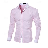 baratos Camisas masculinas de negócios-Homens Camisa Social Saia camisa de botão Tecido Diário O negócio Azul Claro Preto Branco Rosa Manga Longa Aberto para a Lateral Todas as Estações Roupa Patchwork