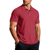 tanie Męska klasyczna koszulka polo-Męskie Koszula golfowa Koszulka polo z dzianiny waflowej Codzienny Biznes Klasyczny Krótki rękaw Moda Nowoczesny Jednokolorowe Guziki Lato Wiosna Wiosna i lato Regularny Czarny Biały Żółty Wino