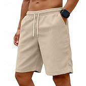 economico Pantaloncini casual-Per uomo Shorts Pantaloncini casual Pantaloncini di velluto a coste Tasca Elastico in vita Semplice Comodità Traspirante Sopra il ginocchio Casuale All'aperto Spiaggia Vacanza Moda Nero Bianco