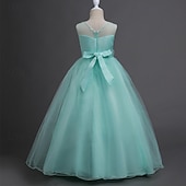 billige Blomsterjentes kjoler-Blomsterpikekjole Jente Formell kjole Bryllupsantrekk Fest Bryllup Formell Elegant Mote Søt Første nattverdskjole Blonde Netting Blomstret Ermeløs Crew-hals Grå Hvit 4 år +