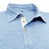 baratos Polo Clássico Masculino-Camisa polo masculina de algodão e bambu, estilo polo, casual, para trabalho, com gola polo e lapela, manga curta, básica, moderna, cor sólida, patchwork e botões, ideal para verão e primavera. &amp;polo