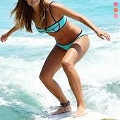 billiga Surfing Tankinis och Bikinis-Dam Bikiniset Baddräkt Badkläder Solid färg Badkläder Ljusrosa Rodnande Rosa Andningsfunktion Ärmlös - Surfing Strand Simmning Sommar