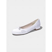 cheap Bride-Women's Ivory Low Heel Comfort Flats, Soft Pleated Classic Bridal Shoes for Senior Brides Church Weddings