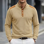 Χαμηλού Κόστους Casual Tee Henley-Ανδρικά Πουκάμισο Waffle Henley Κοντομάνικα Μακρυμάνικο Συμπαγές Χρώμα Σκέτο Μοντέρνα Υψηλής Ποιότητας Αθλητικό Μπλοκ χρωμάτων Κουμπιά Henley Collar Χένλι Causal Καθημερινά ΕΞΩΤΕΡΙΚΟΥ ΧΩΡΟΥ