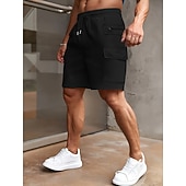 cheap Holiday-Men's Tactical Cargo Cargo Shorts Shorts Casual Shorts Pocket Elastic Waist Plain Comfort Above Knee Casual Outdoor Streetwear Fashion Streetwear Wine Navy Blue Stretchy