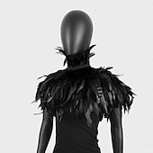 olcso kiegészítők-Karnevál 2026 Riói Karnevál Szamba Kiegészítők Nők Fekete Toll Köpeny Sál Magas Gallérral Brazíliai Fesztivál Előadói Jelmez