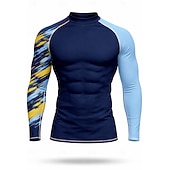  בגדי ריקוד גברים מגן מפריחה חולצת שחייה מופשט UPF50+ הגנת UV ייבוש מהיר שרוול ארוך בגדי ים מגן מפריחה גלישה שייט בקאנו חוף קיץ