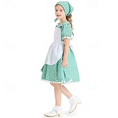  250e jubileum VS 19e eeuw jaren 1800 Prairiejurk Bonnet en schortset Korte mouwen Pionier Meisje Koloniaal Pionier Onafhankelijkheidsoorlog Geruit / Gingham Kostuum Voor meisjes Halloween Carnaval 4