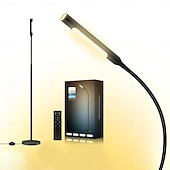 ieftine Luminile decorative inteligente-Lampă de podea cu LED pentru citit, canapea, lampă de podea care atrage privirile, cu reglare continuă a intensității luminii, lumină albă caldă, telecomandă, lampă de podea modernă de noptieră pentru