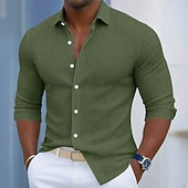 voordelige heren overhemd met knopen-Voor heren Overhemd Corduroyshirt Overhemd met knopen Zwart Wit Marineblauw blauw Paars Lange mouw Effen Strijkijzer Buiten Vakantie Button-omlaag Kleding Katoen Modieus Streetwear Klassiek Casual