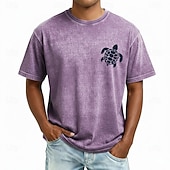 economico Tropische Urlaub-T-Shirts-Per uomo Tartaruga Maglietta Manica Corta maglietta Lavaggio acido Girocollo Camicia Vintage Retrò Casuale Spiaggia Viaggio Blu Viola Grigio Estate Primavera Abbigliamento M L XL 2XL 3XL