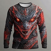 economico Magliette con stampa animale-Per uomo Animale Divertente Maglietta Manica Lunga maglietta Stampa 3D Girocollo Camicia Moda Essenziale Casuale Quotidiano Streetwear Blu Giallo Rosso Estate Primavera Abbigliamento S M L XL XXL XXXL