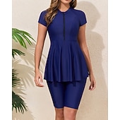 Χαμηλού Κόστους Rash Guards One Pieces-Γυναικεία Πρότυπο Προστατευτικά Τανκίνι και μπικίνι για σέρφινγκ Μαγιό Μονόχρωμο Κουμπώσου Προστασία UV Ελαστικό Κοντομάνικο Μαγιό Σέρφινγκ Καταδύσεις Κολύμβηση Καλοκαίρι