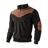 abordables Polo clásico para hombre-Hombre Polo Camisetas polo Vacaciones Calle Cremallera de un cuarto Manga Larga Moda Básico Bloque de color Retazos Bolsillo Otoño invierno Ajuste regular Negro Blanco Color Caquí Verde Ejército Polo