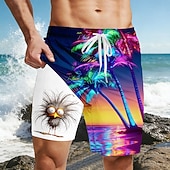 Χαμηλού Κόστους Τροπικά Φυτά και Λουλούδια-Ανδρικά Δέντρο καρύδας Νεοσσός Αστείος Σορτς με επένδυση Σορτς κολύμβησης 2 σε 1 Σορτσάκια Κολύμβησης Μεσαία Μέση Χαβανέζα Αργίες Πλαϊνές τσέπες Με επένδυση συμπίεσης Ελαστική μέση με κορδόνι