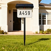 tanie Światła ścieżki i latarnie-Zewnętrzna tabliczka znamionowa z podświetleniem solarnym, cyfrowa tabliczka znamionowa, podłączana do podłoża, wodoodporna, montowana na ścianie, zewnętrzna lampa solarna na werandę